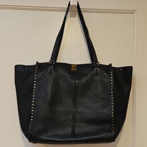 REBECCA MINKOFF “Darren” Pebbled Black Leather Studded Tote/Shoulder Bag